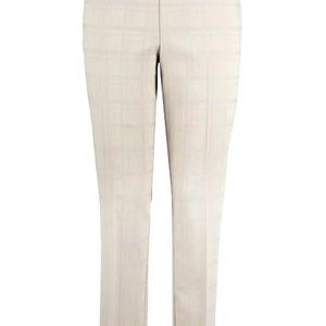 Up! Pull On Slimming White Square Jacquard Wide Waistband Straight Leg  Pant 12.
